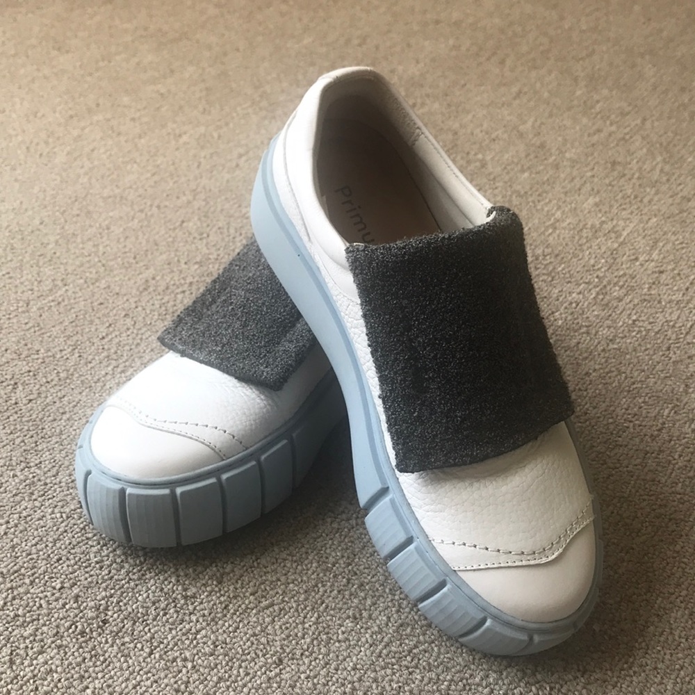 PRIMURY SHOES WHITE CURIO META SLIP ON TRAINERS SIZE 36